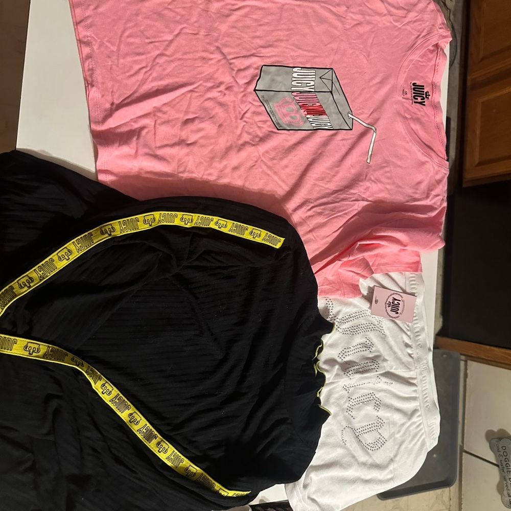 Juicy Couture Pink Tee with Black and White Shorts